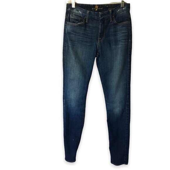 7 For All Mankind Jeans Women's Size 25 Skinny High Waist Medium Wash Stretchy - Picture 1 of 9